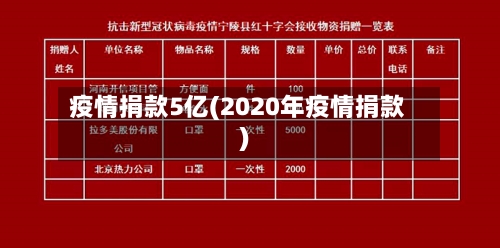 疫情捐款5亿(2020年疫情捐款)-第3张图片